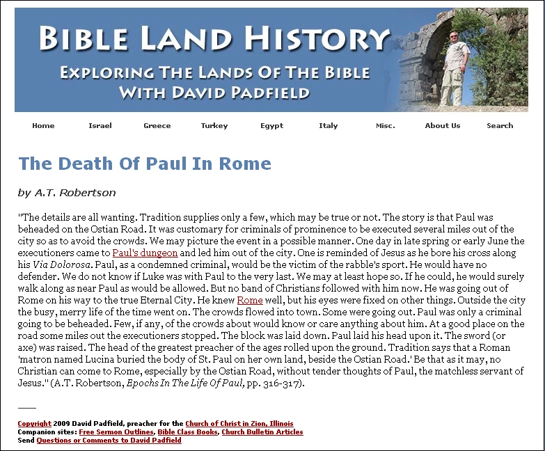 Death of the Apostle Paul
