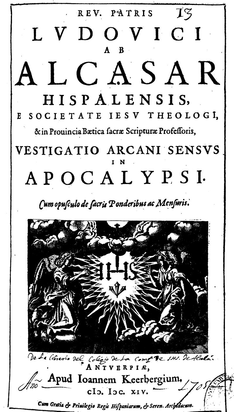 Title page of Alcazar's Revelation thesis